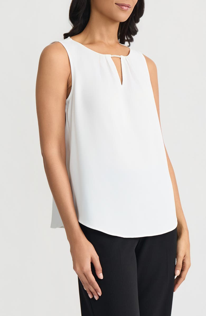 KASPER Faux Pearl Sleeveless Shell Top, Alternate, color, Lily White