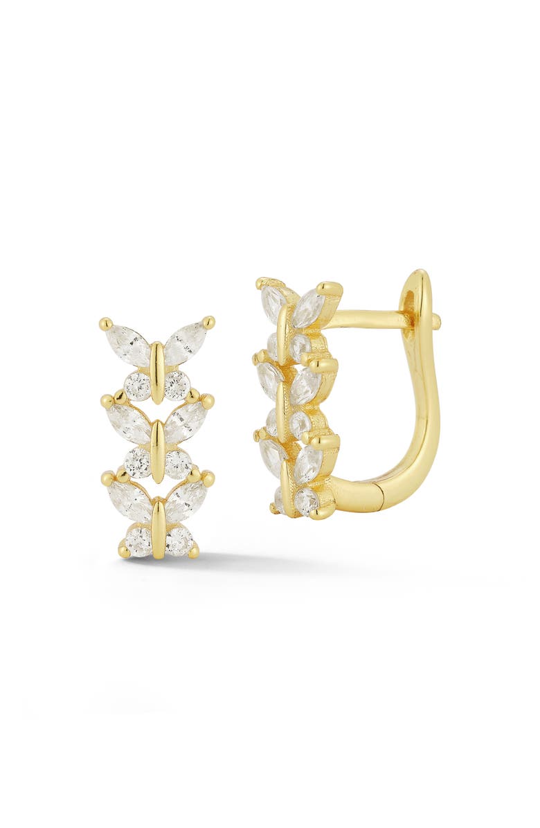GLAZE JEWELRY Cubic Zirconia Butterfly Huggie Hoop Earrings, Main, color, 