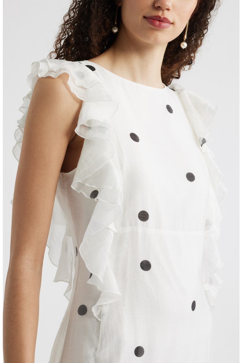 Flutter Sleeve Maxi Dress, Alternate, color, IVORY BLACK LISA DOT