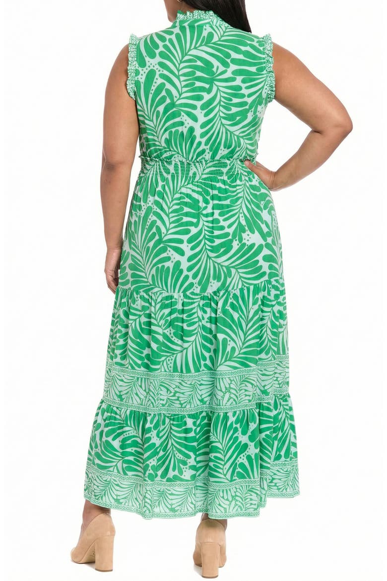 Ruffle Sleeveless Tiered Maxi Dress, Alternate, color, S BLUE/ GREEN