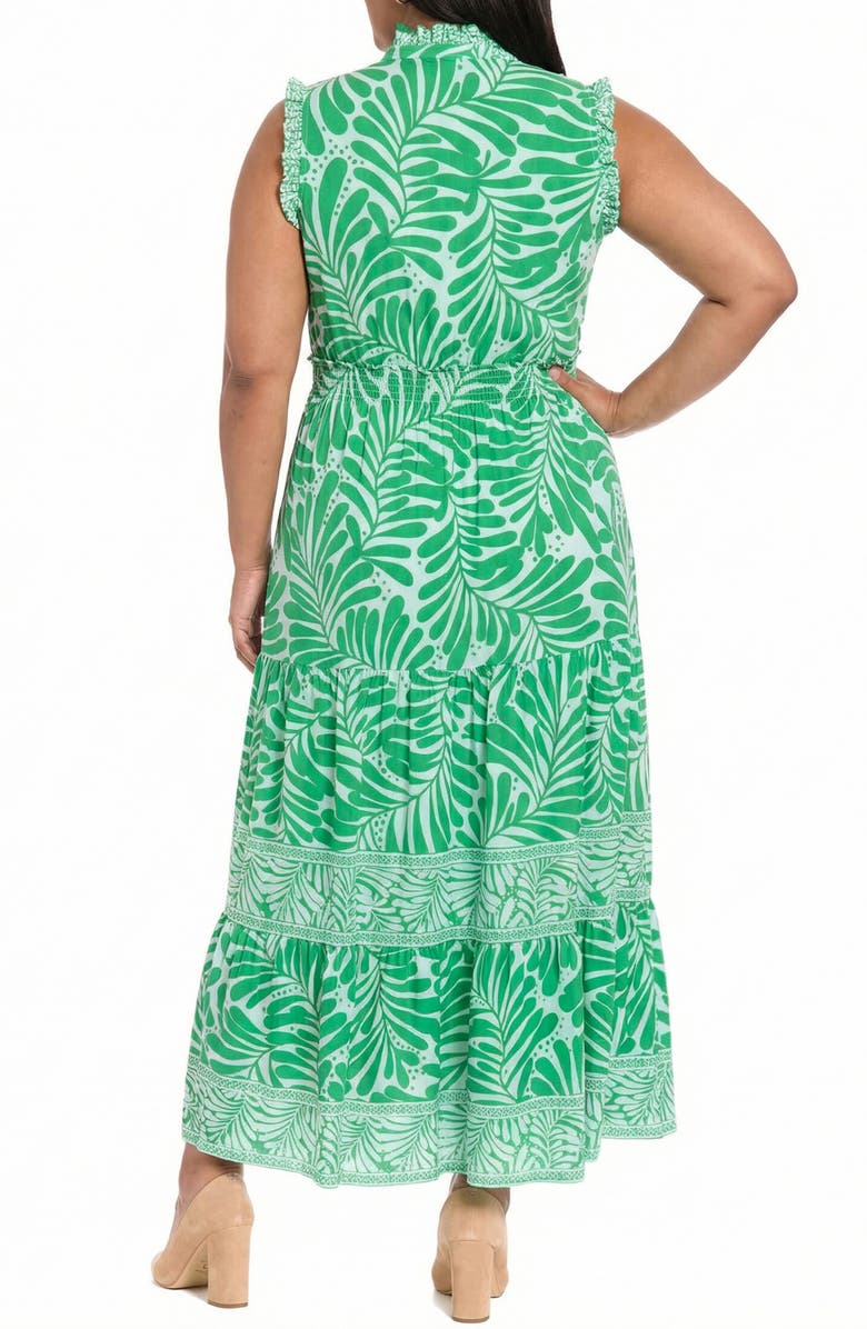 London Times Ruffle Sleeveless Tiered Maxi Dress, Alternate, color, S Blue/ Green