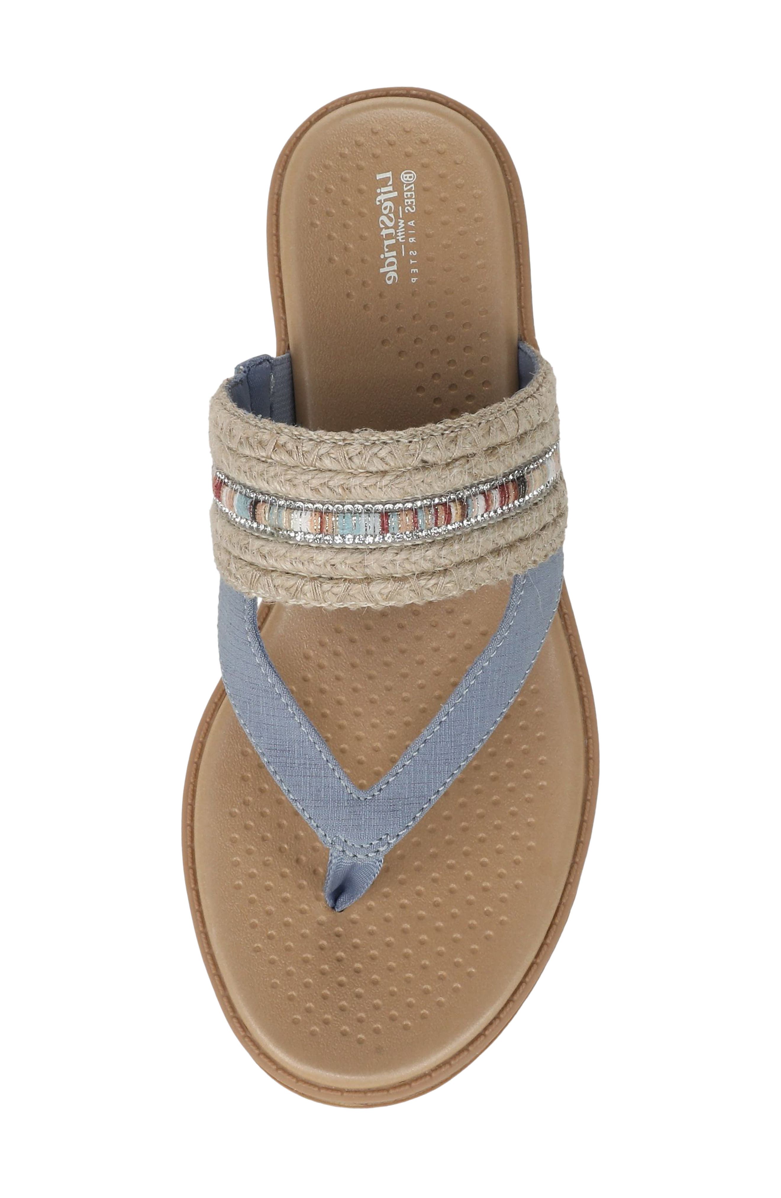 Birdie Wedge Flip Flop, Alternate, color, NATURAL TAN/ BLUE MULTI