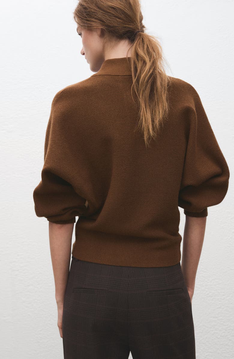 MANGO Uptown Polo Sweater, Alternate, color, Brown