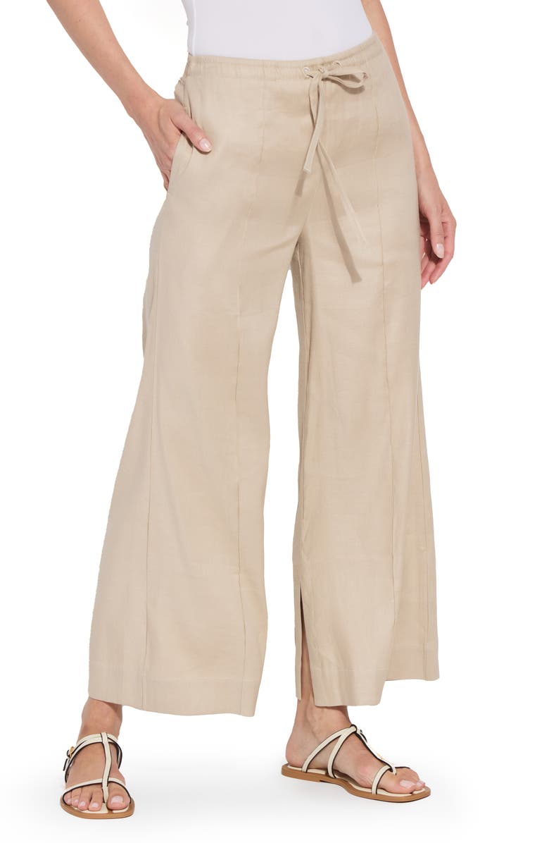 Lysse Nixie Drawstring Linen Blend Wide Leg Pants, Main, color, Linen