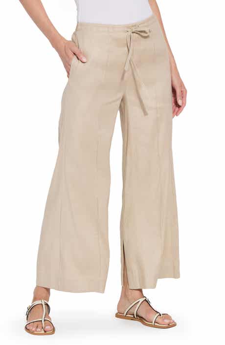 Nixie Drawstring Linen Blend Wide Leg Pants