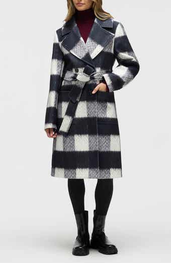 NVLT Buffalo Plaid Belted Double Breasted Coat