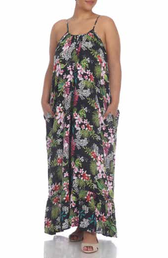 BOHO ME Scoop Neck Spaghetti Strap Floral Print Maxi Dress