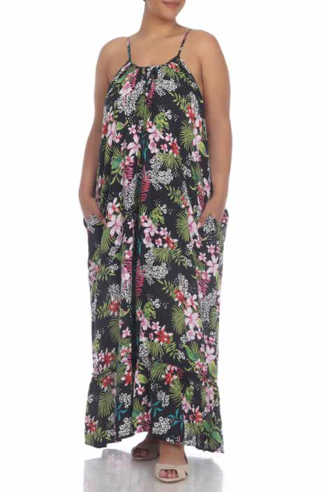 BOHO ME Scoop Neck Spaghetti Strap Floral Print Maxi Dress
