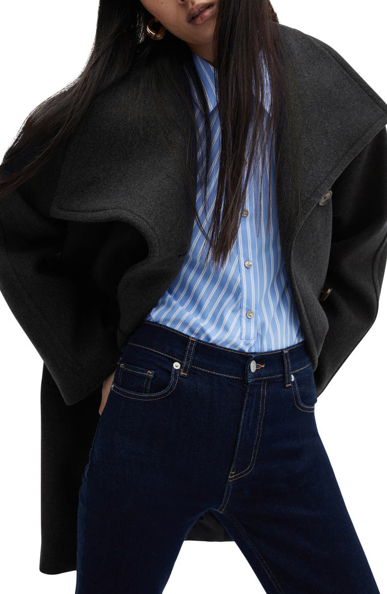 MANGO Asymmetric Lapel Wool Blend Coat, Main, color, 