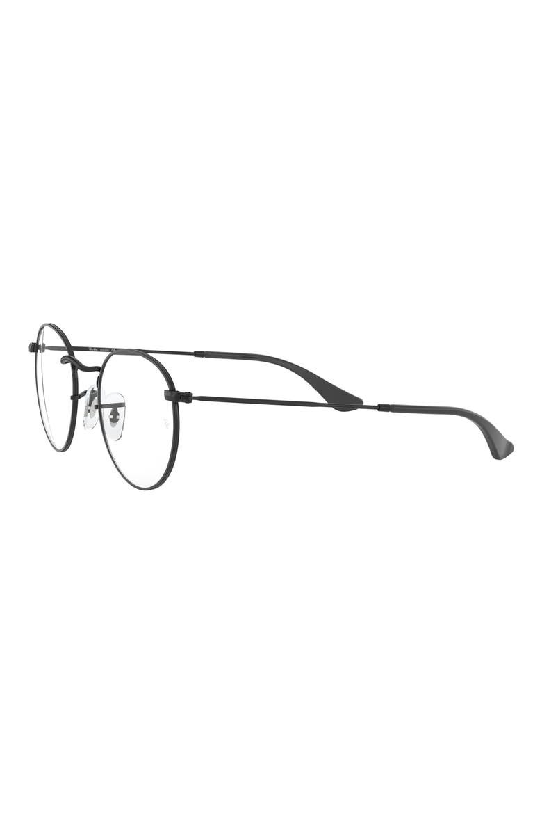 Ray-Bay 47mm Round Optical Glasses, Alternate, color, MATTE BLACK