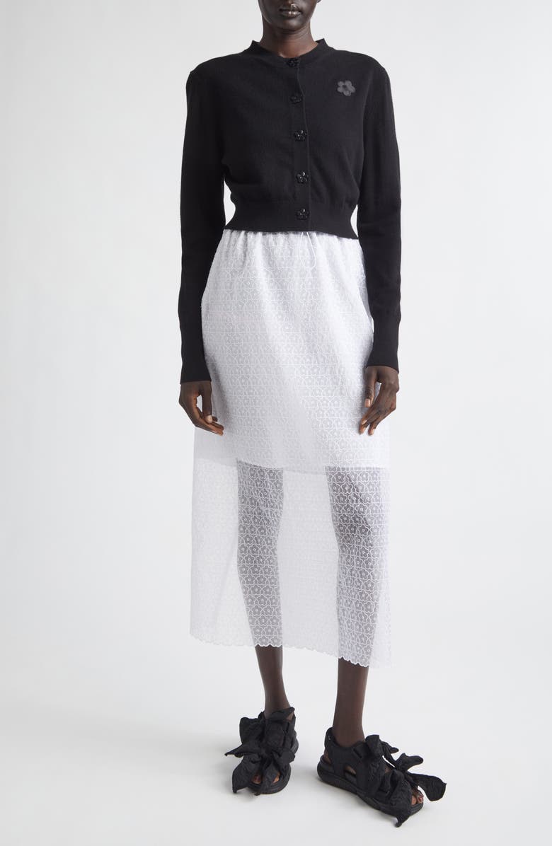 Cecilie Bahnsen CBdua Summer Cashmere & Wool Cardigan, Alternate, color, Black