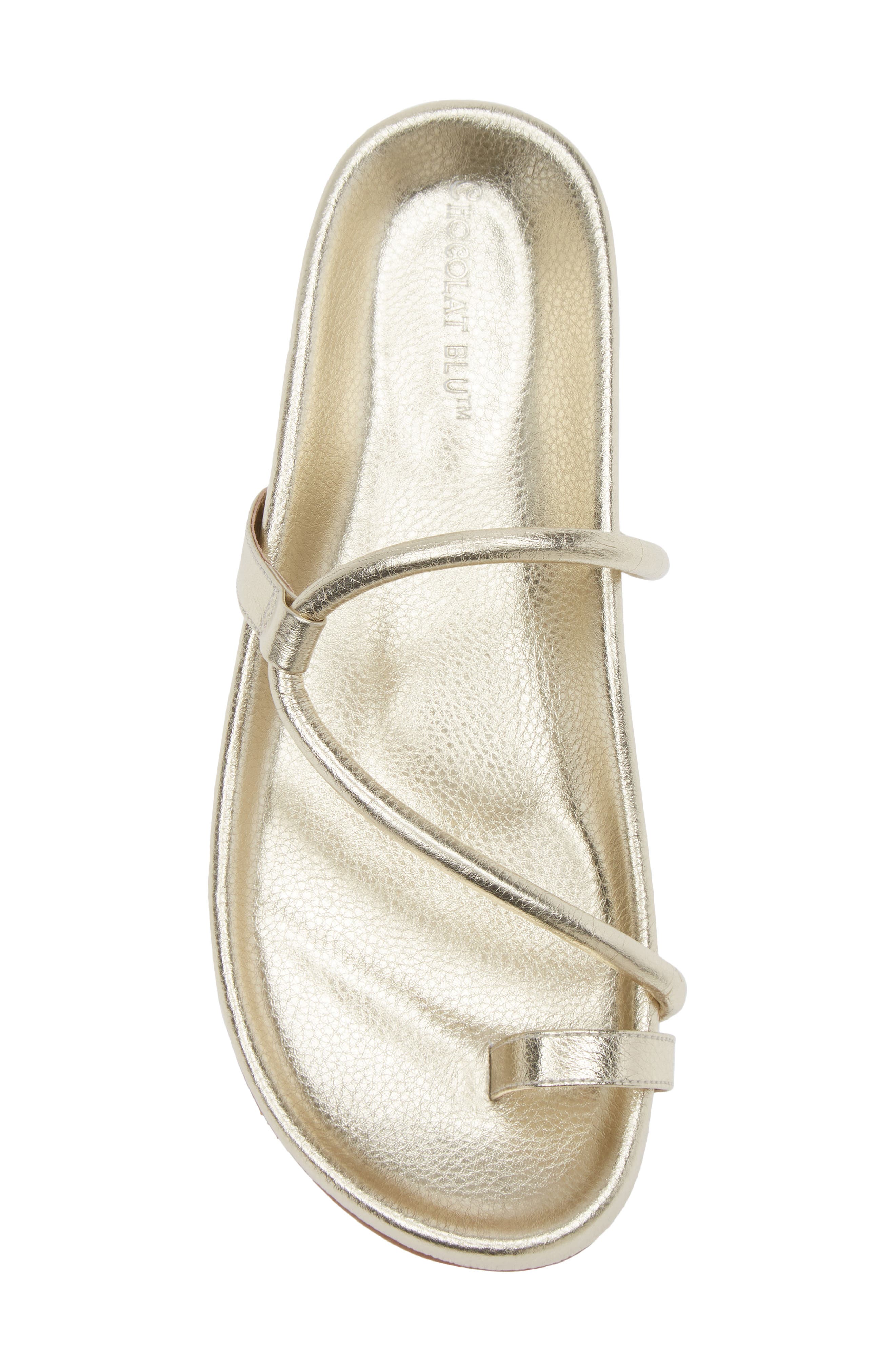 Zina Slide Sandal, Alternate, color, GOLD LEATHER