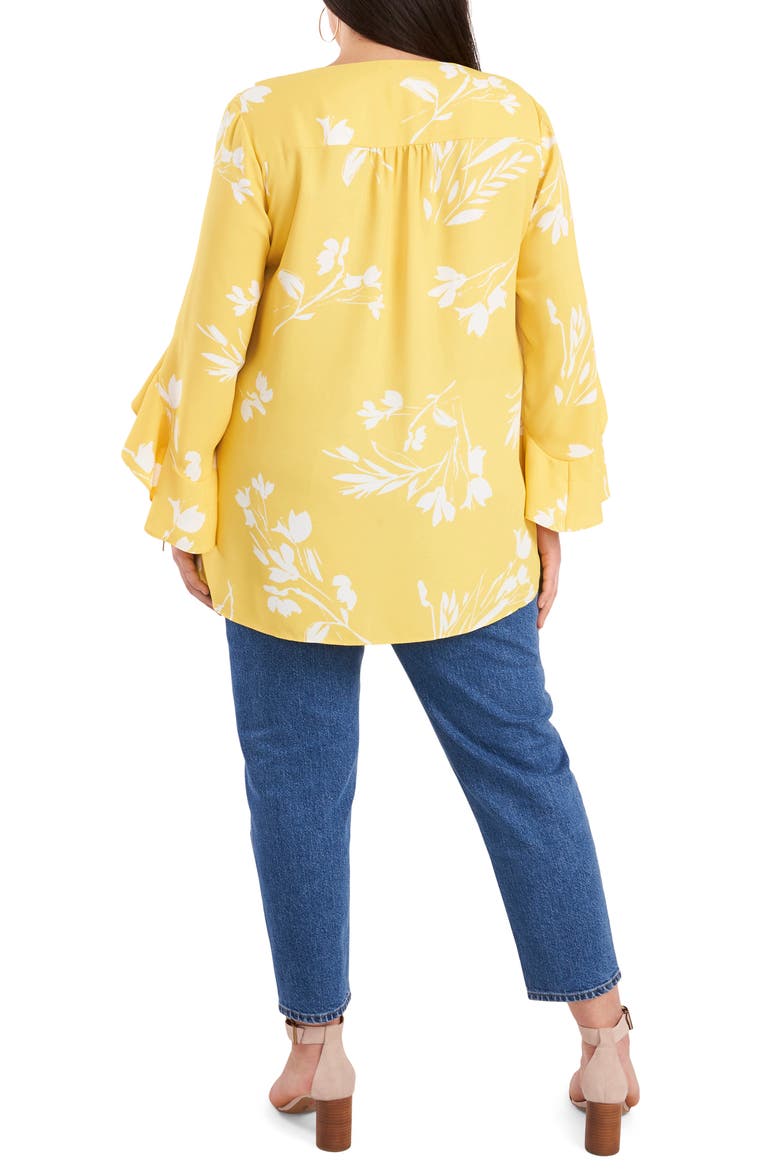 Floral Tunic Top, Alternate, color, PALE LEMON