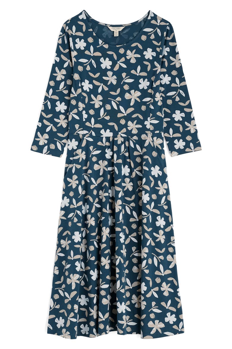 April Floral Stretch Organic Cotton Midi Dress, Alternate, color, ORGANIC SHAPES DARK LUGGER