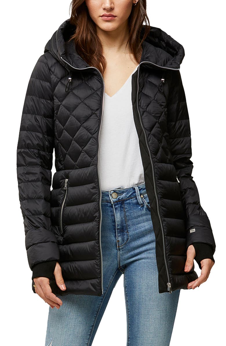 Soia & Kyo Alyssandra Down Water Repellent Lightweight A-Line Hooded Coat, Main, color,