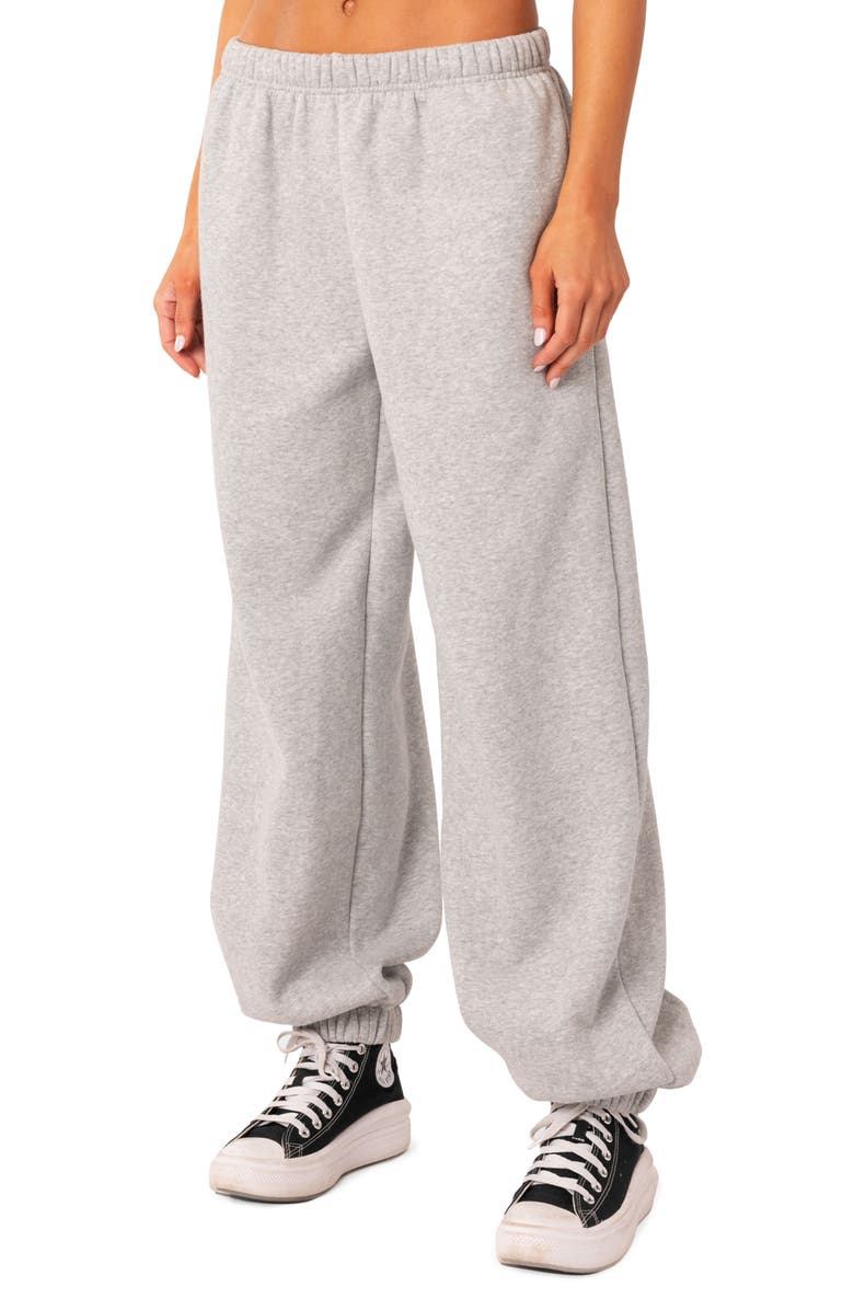 EDIKTED Clark Oversize Cotton Blend Sweatpants, Main, color, Grey-Melange