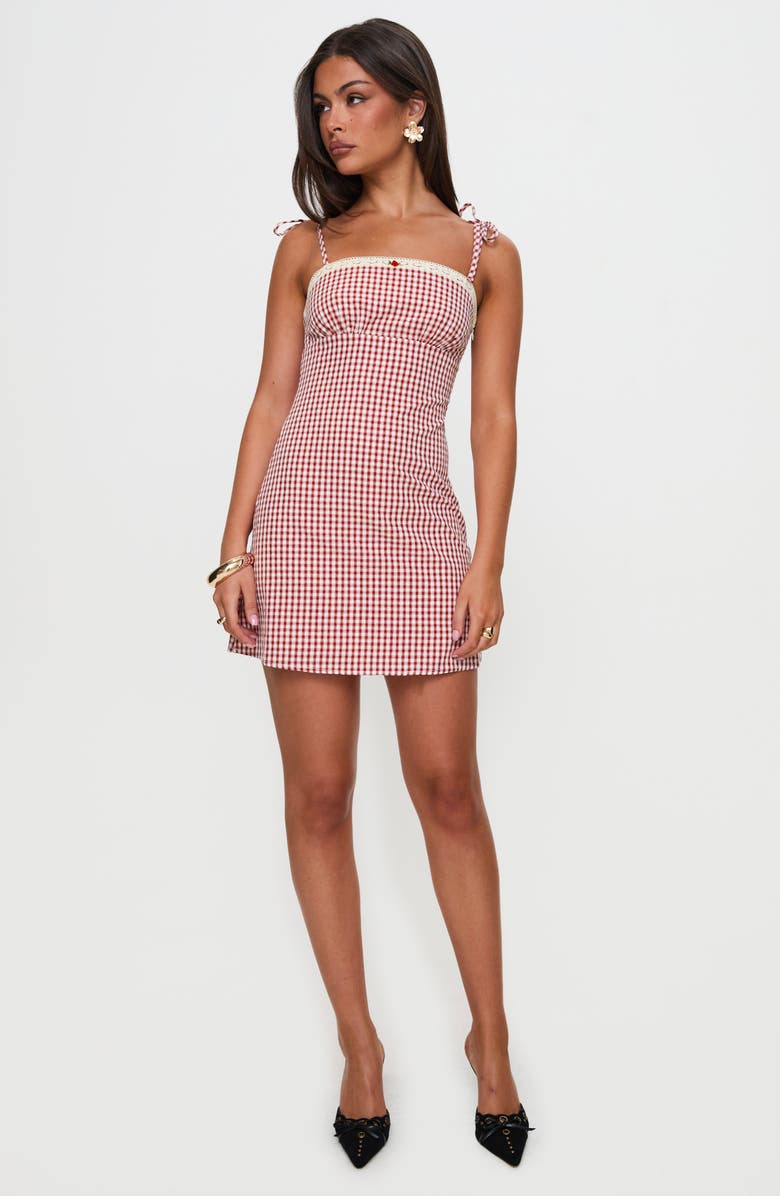 Princess Polly Burkes Gingham Minidress, Alternate, color, Red