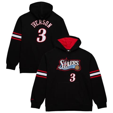 Men's Mitchell & Ness Allen Iverson Black Philadelphia 76ers Name & Number Pullover Hoodie