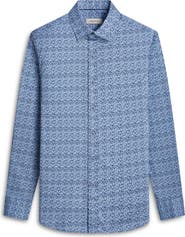 Bugatchi Karl Shaped Fit Abstract Print Stretch Button-Up Shirt