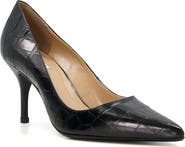 Dune London Bold Croc Embossed Pointed Toe Pump