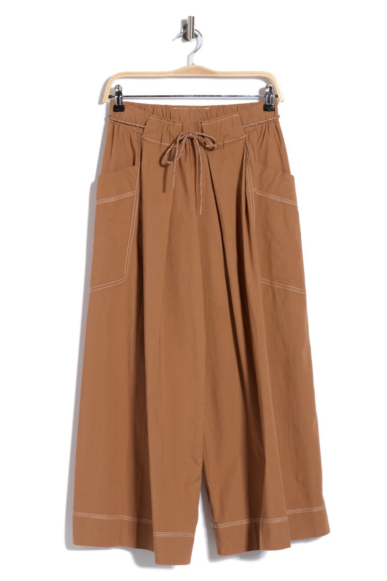 Cropped Wide Leg Poplin Pants, Alternate, color, CANDIED WALNUT