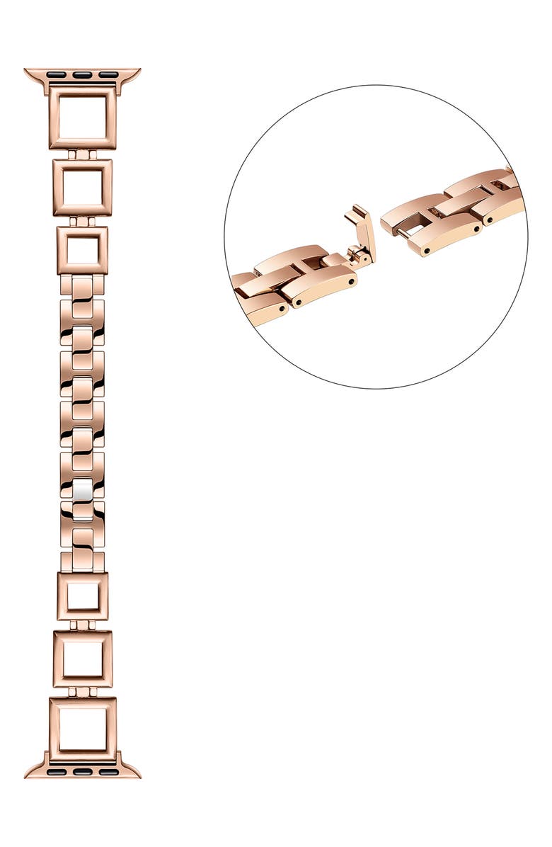 The Posh Tech Journey Stainless Steel Apple Watch<sup>®</sup> Watchband, Alternate, color, Rose Gold