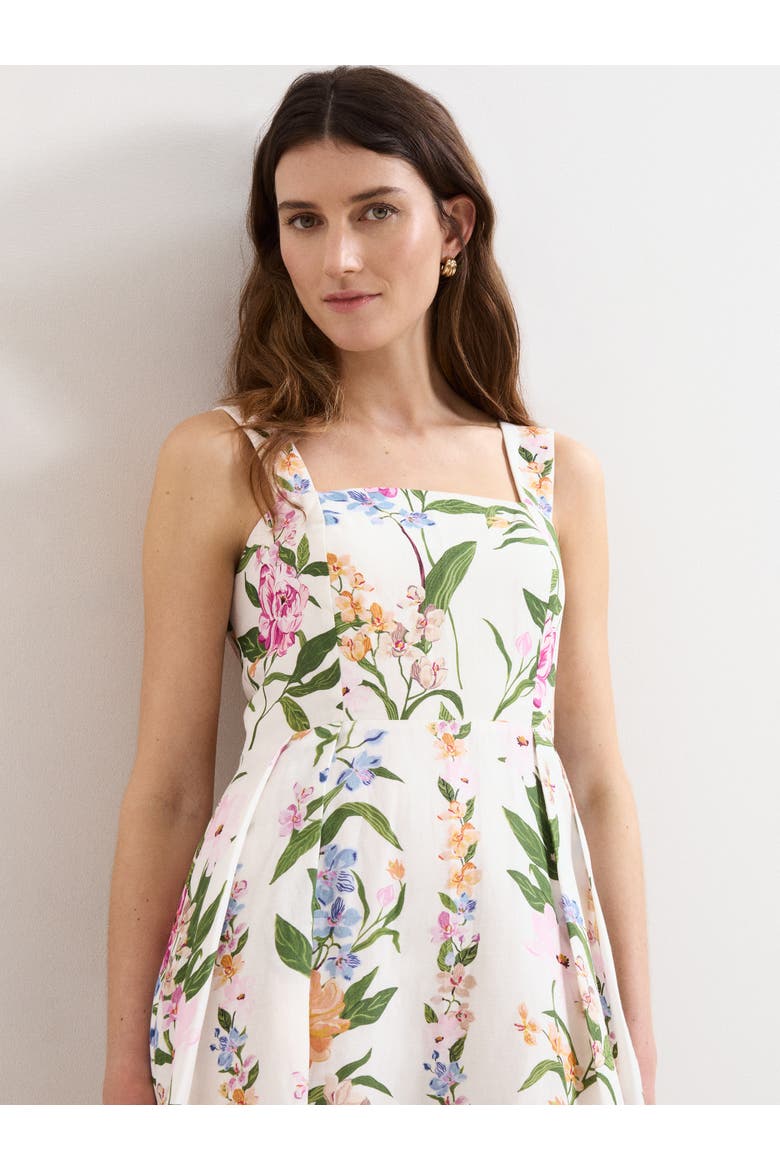 Lucia Linen Blend Square Neck Midi Dress, Alternate, color, Multi