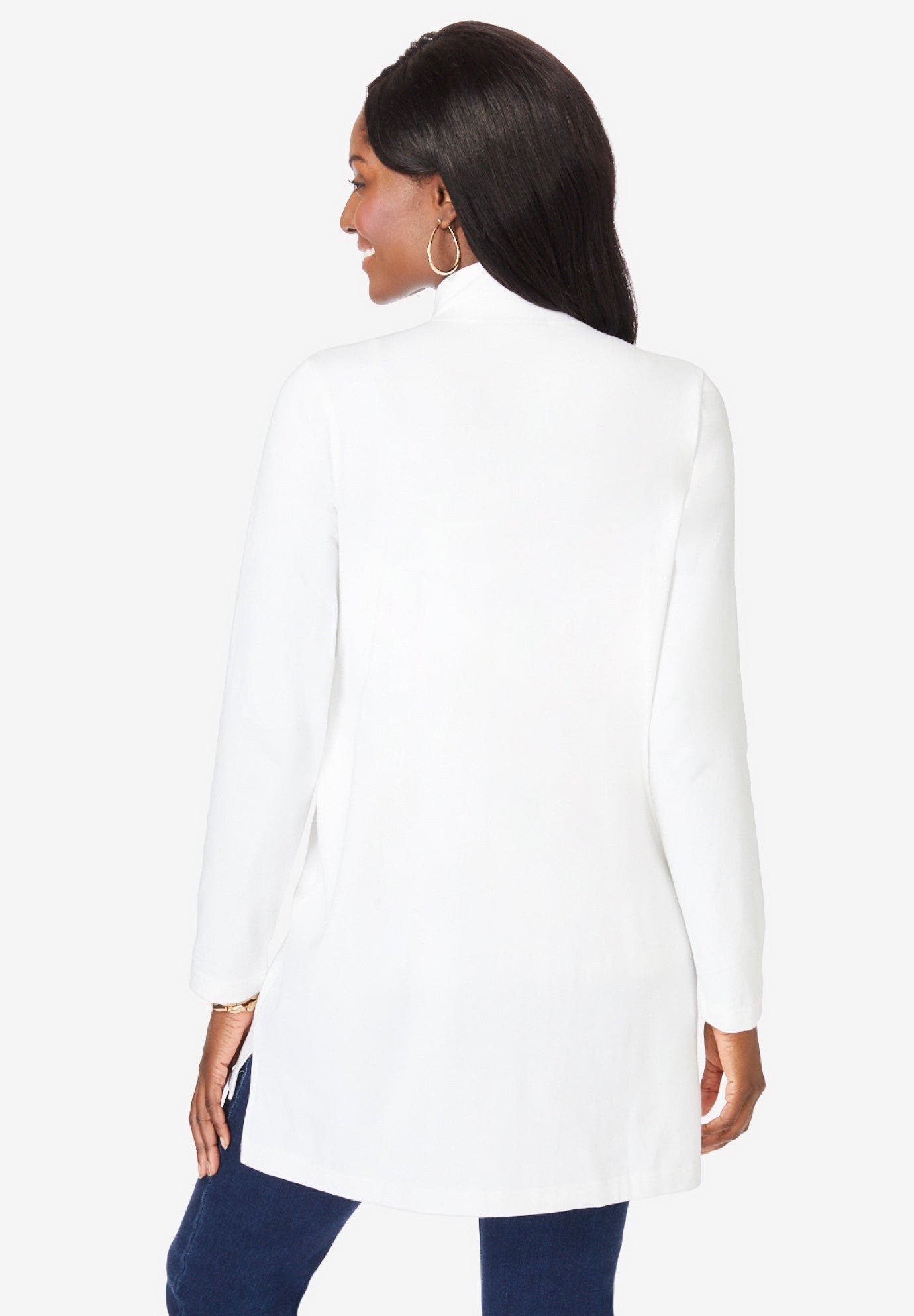 Stretch Cotton Zip Front Hi-Low Jacket - image 5