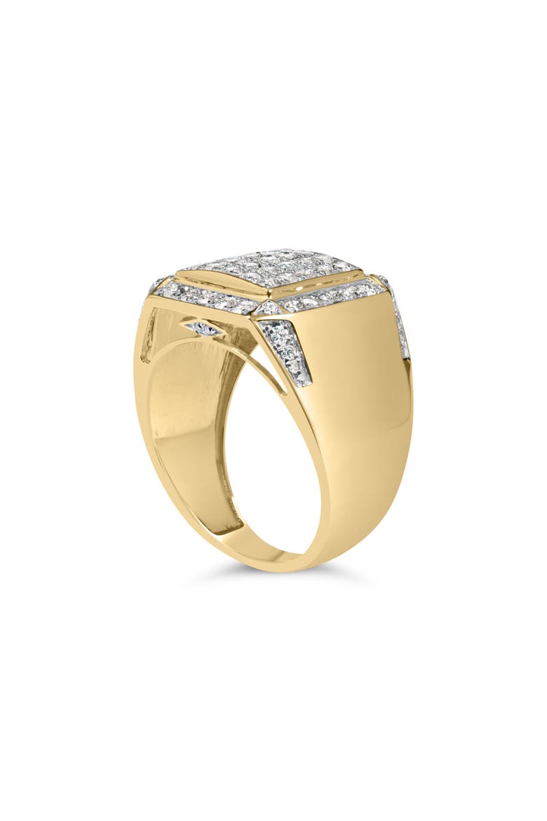 Men's 10K Yellow Gold 2 1/8 Ctw Diamond  Composite Cluster Cocktail Ring Band, Alternate, color, Yellow Gold