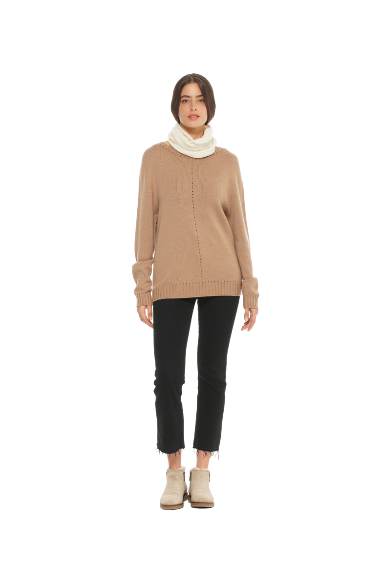 Monticelli Cashmere Pure Cashmere Knit Collar Scarf, Alternate, color, Milk White