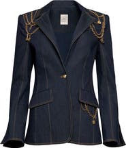 Cinq à Sept Love Token Danika Chain Denim Blazer
