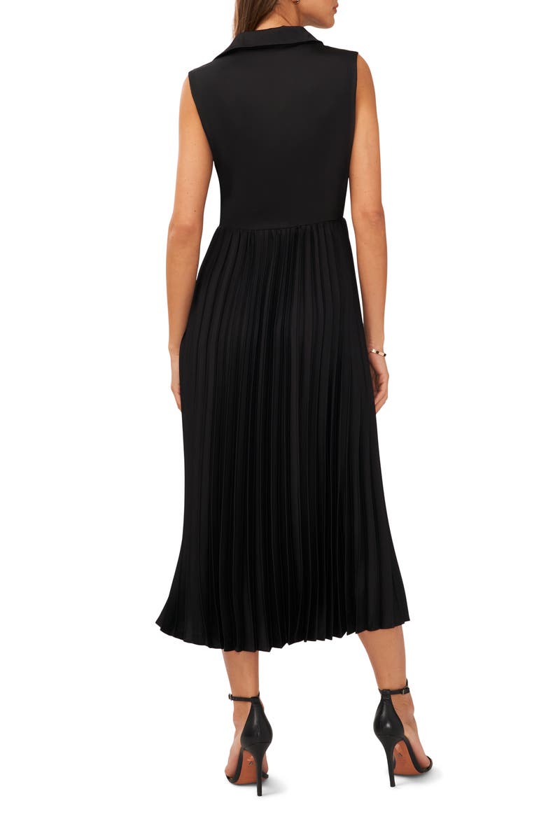 Sleeveless Pleated Midi Dress, Alternate, color, RICH BLACK