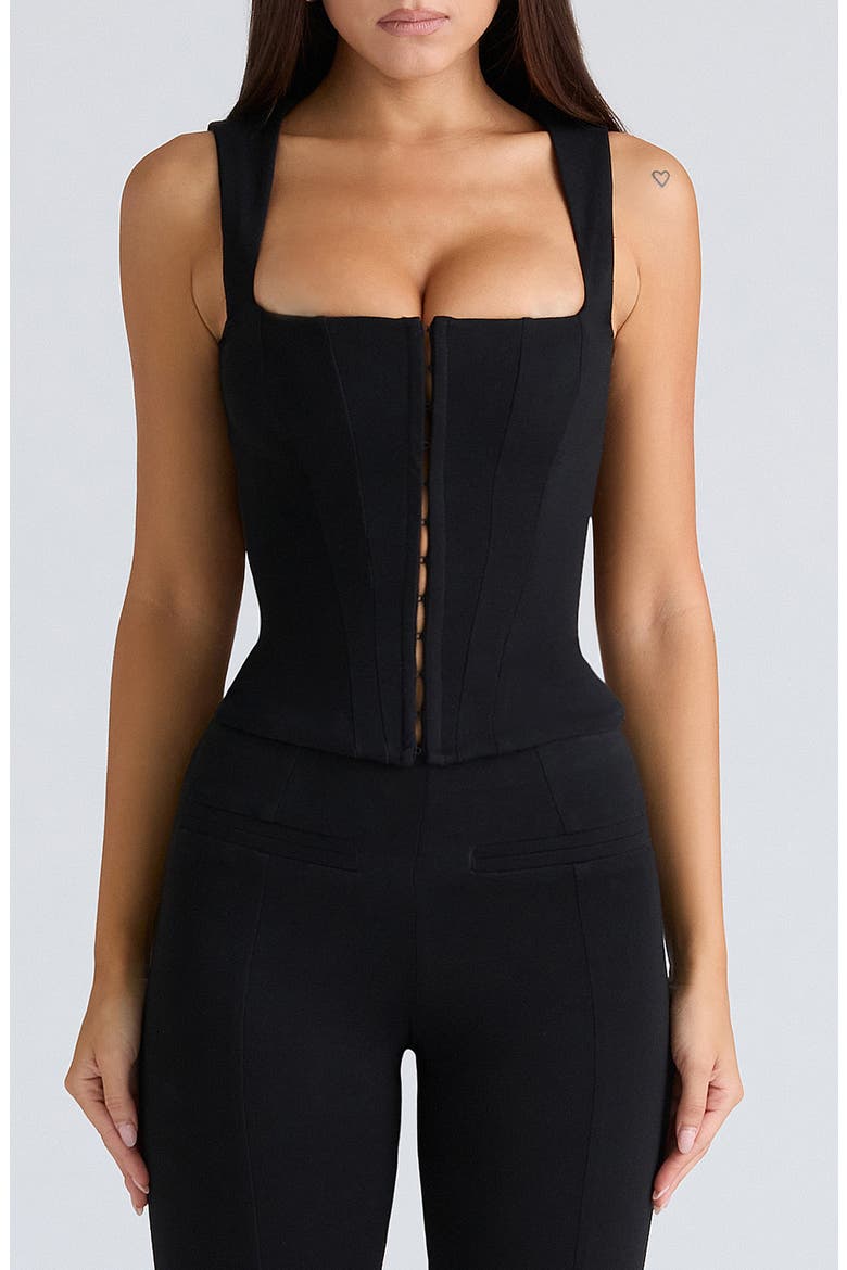 The Balconette Corset Top, Main, color, BLACK