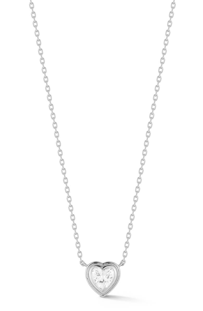 GLAZE JEWELRY Heart Cut Cubic Zirconia Pendant Necklace, Main, color, Silver