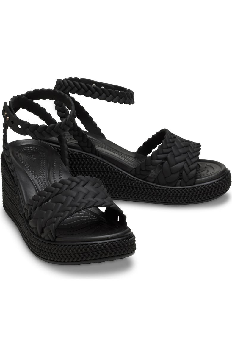 CROCS Brooklyn Platform Wedge Sandal, Alternate, color, Black/ Black
