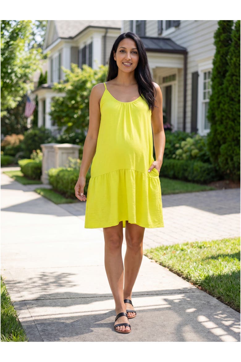 Maternity Essential Scoop Neck Spaghetti Strap Pocket A-Line Mini Dress, Alternate, color, Black