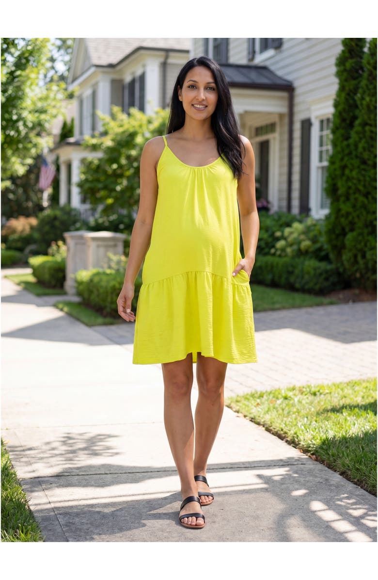 24seven Comfort Apparel Maternity Essential Scoop Neck Spaghetti Strap Pocket A-Line Mini Dress, Alternate, color, Black