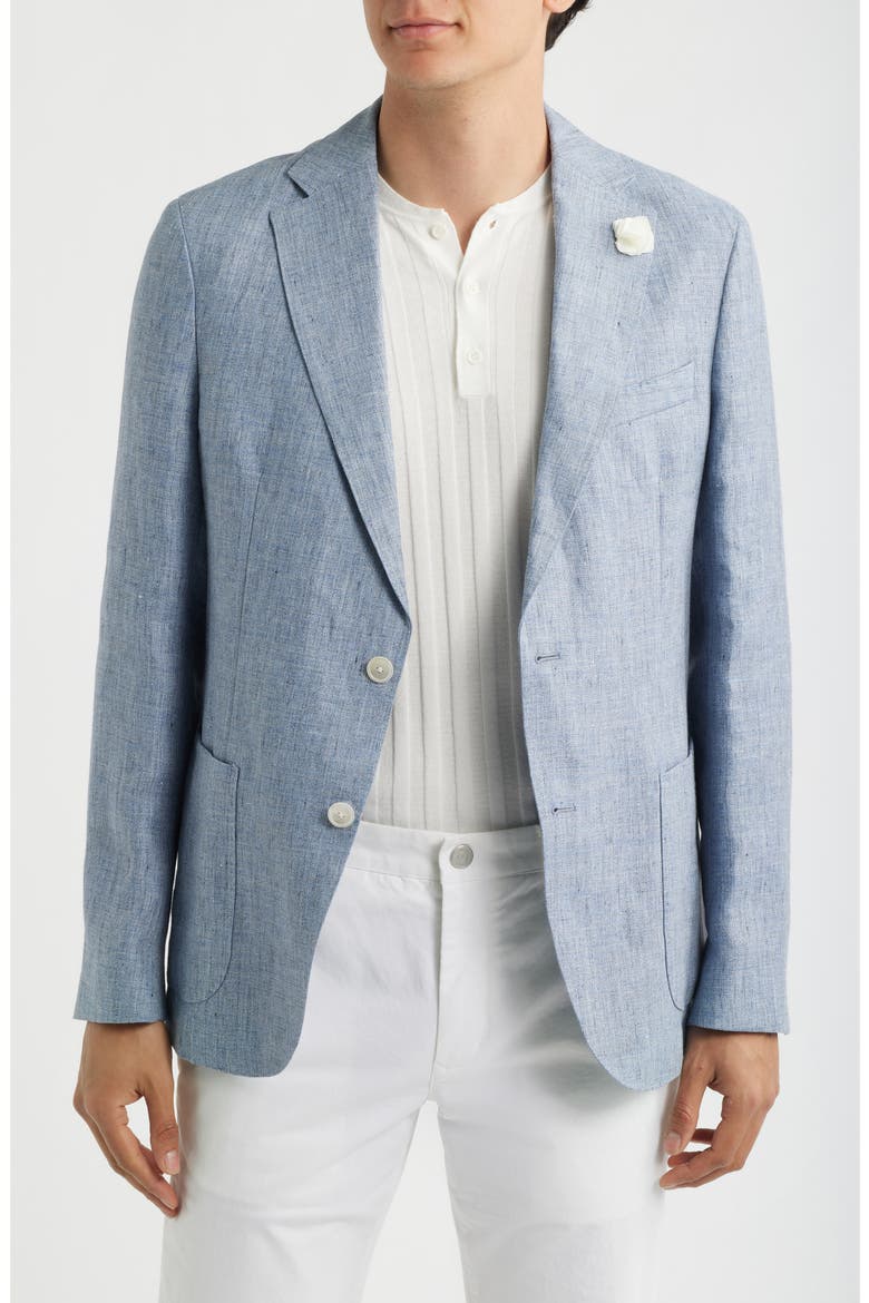 Hanry Slim Fit Blue Mélange Slub Linen Sport Coat, Alternate, color, OPEN BLUE