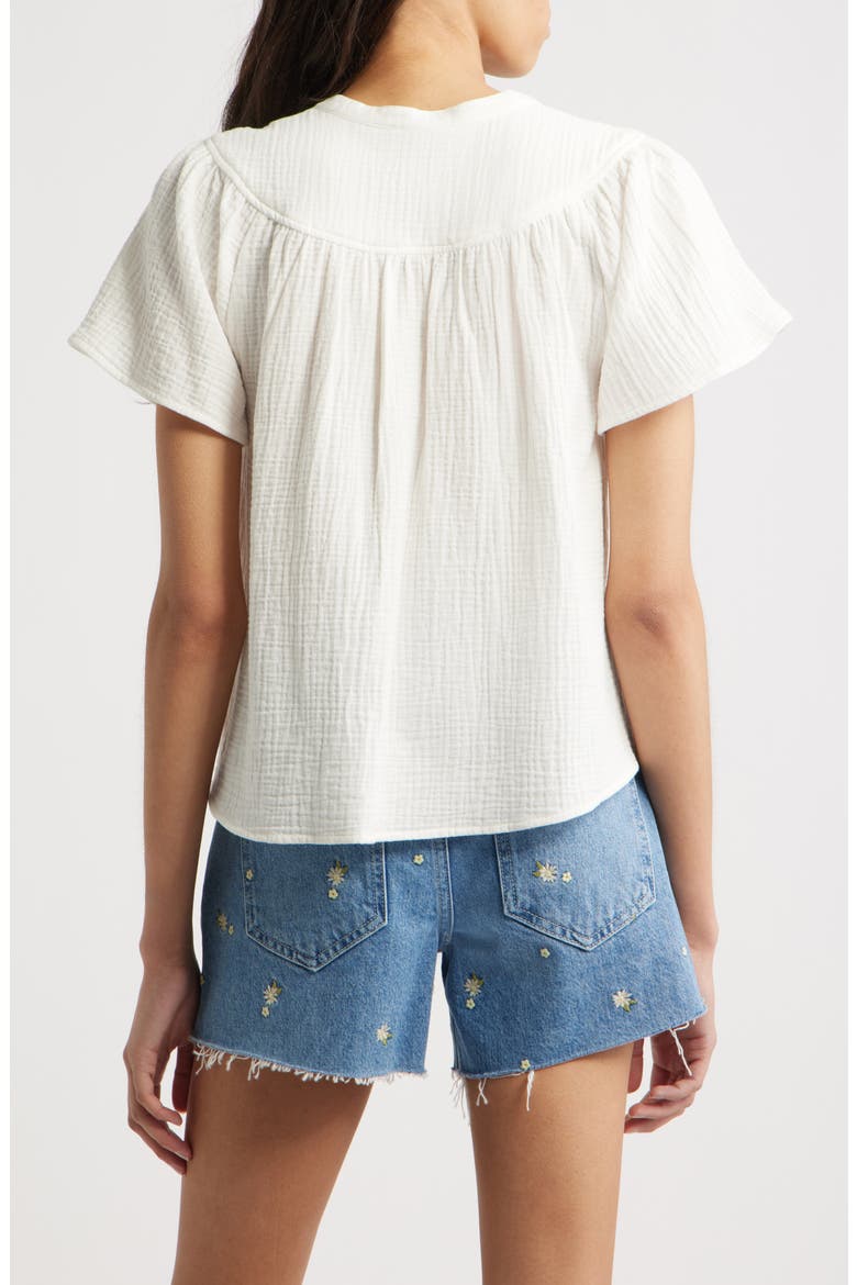 Sayer Organic Cotton Gauze Split Neck Top, Alternate, color, WHITE