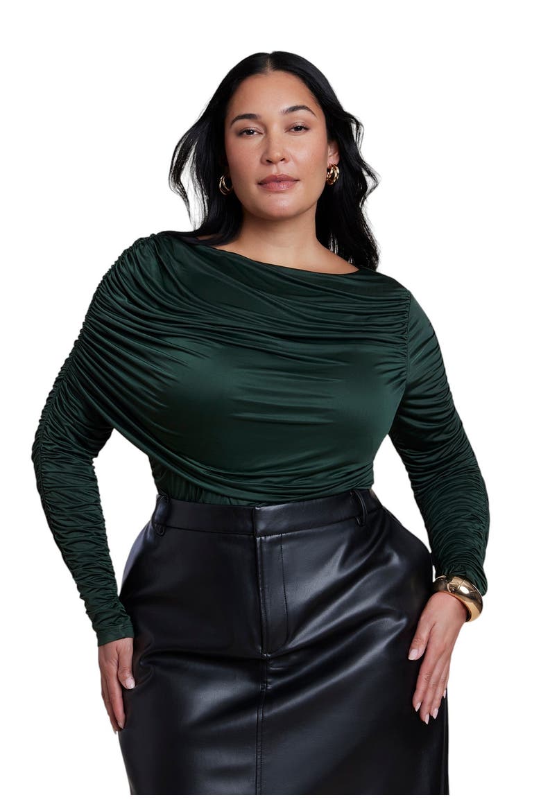 Shirred Cape Overlay Bodysuit (plus), Main, color, MOUNTAIN VIEW