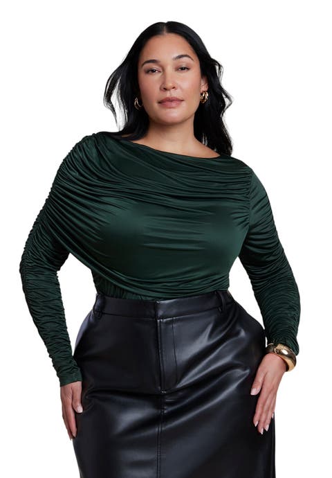 Shirred Cape Overlay Bodysuit (plus)