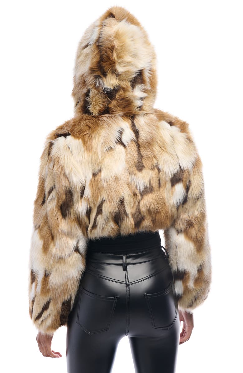 AZALEA WANG Fennec Faux Fur Hooded Crop Jacket, Alternate, color, 