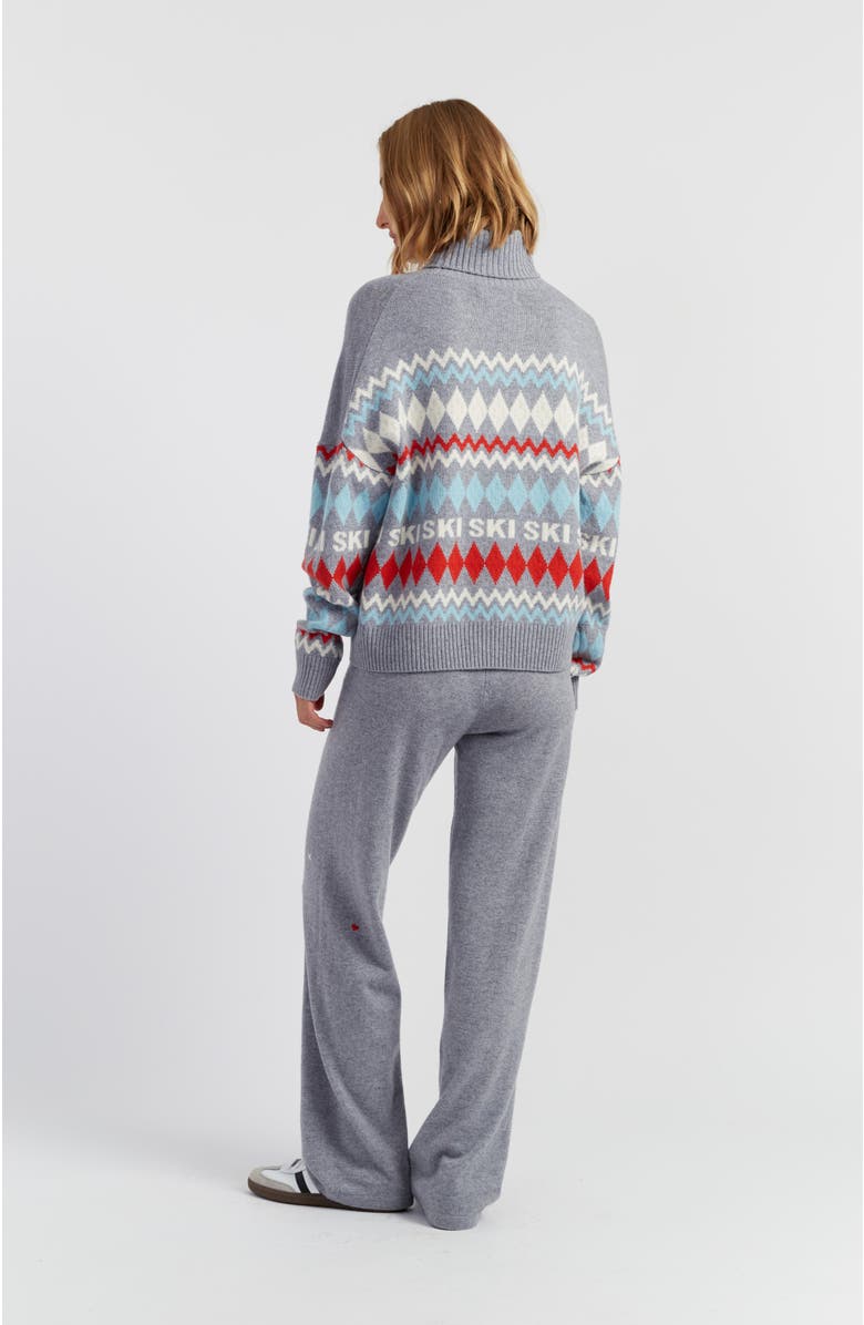 Chinti & Parker Wool-Cashmere Snoopy Ski Fairisle Sweater, Alternate, color, Grey Melange