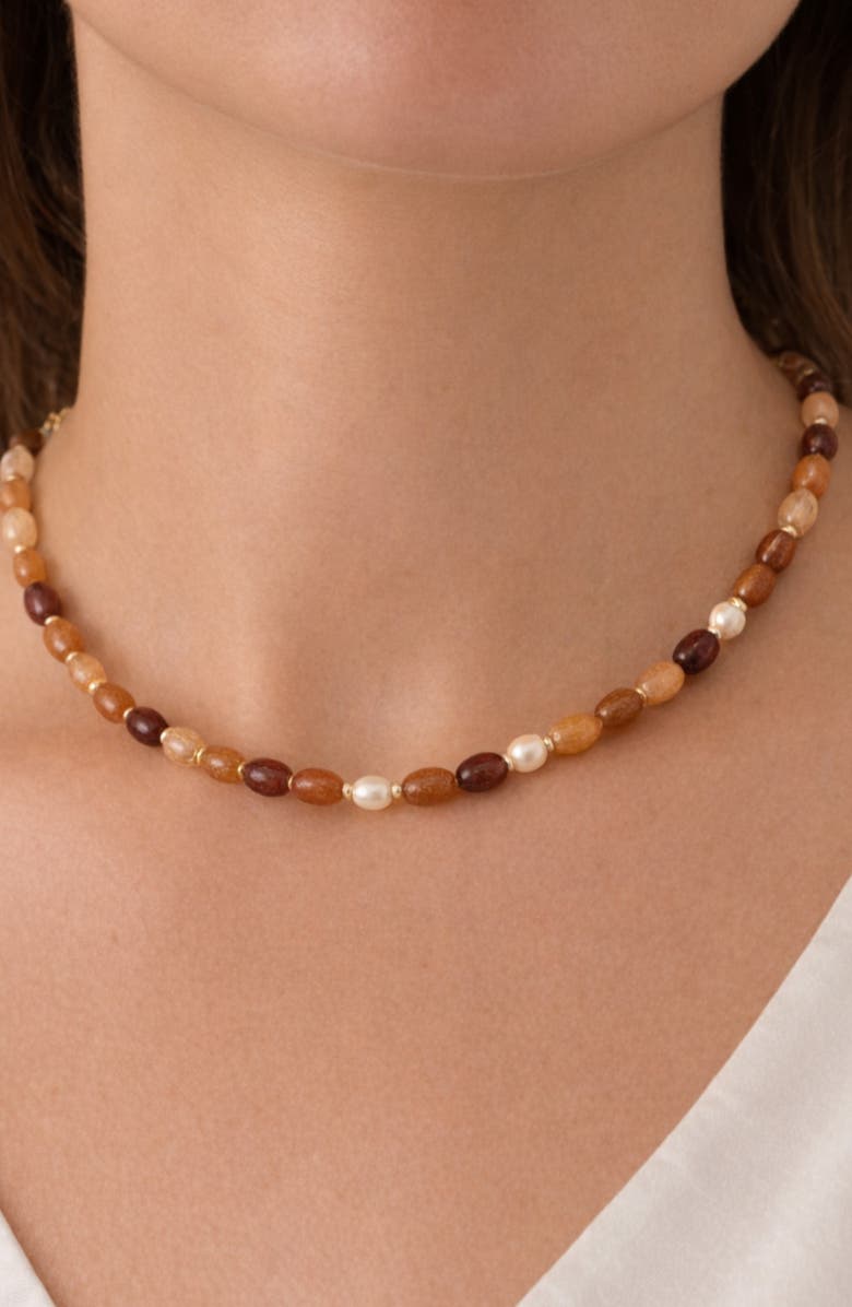 Argento Vivo Sterling Silver Beaded Necklace, Alternate, color, Gold