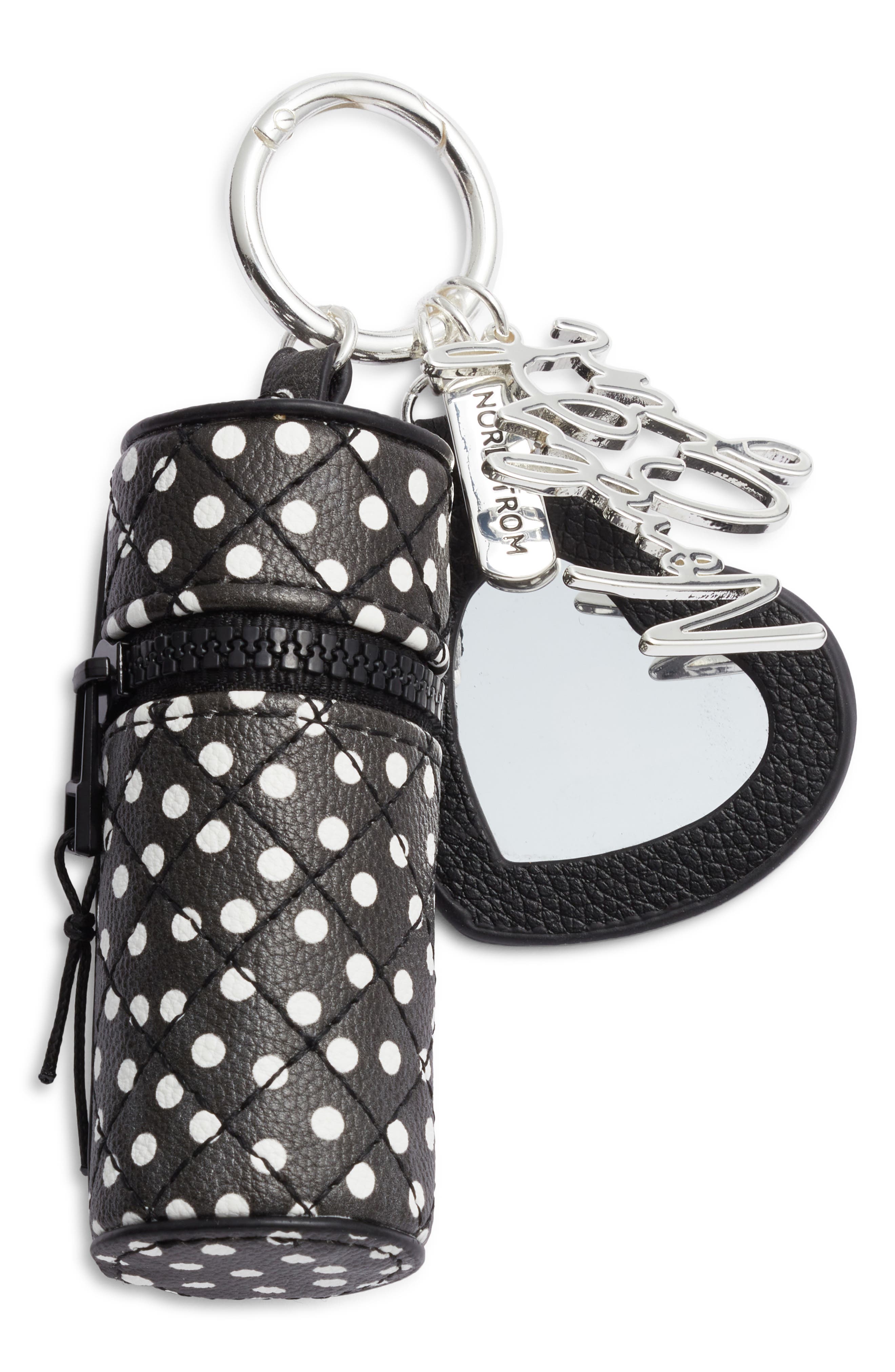 125th Anniversary Lipstick Case Bag Char, Main, color, BLACK- WHITE ANNI DOT