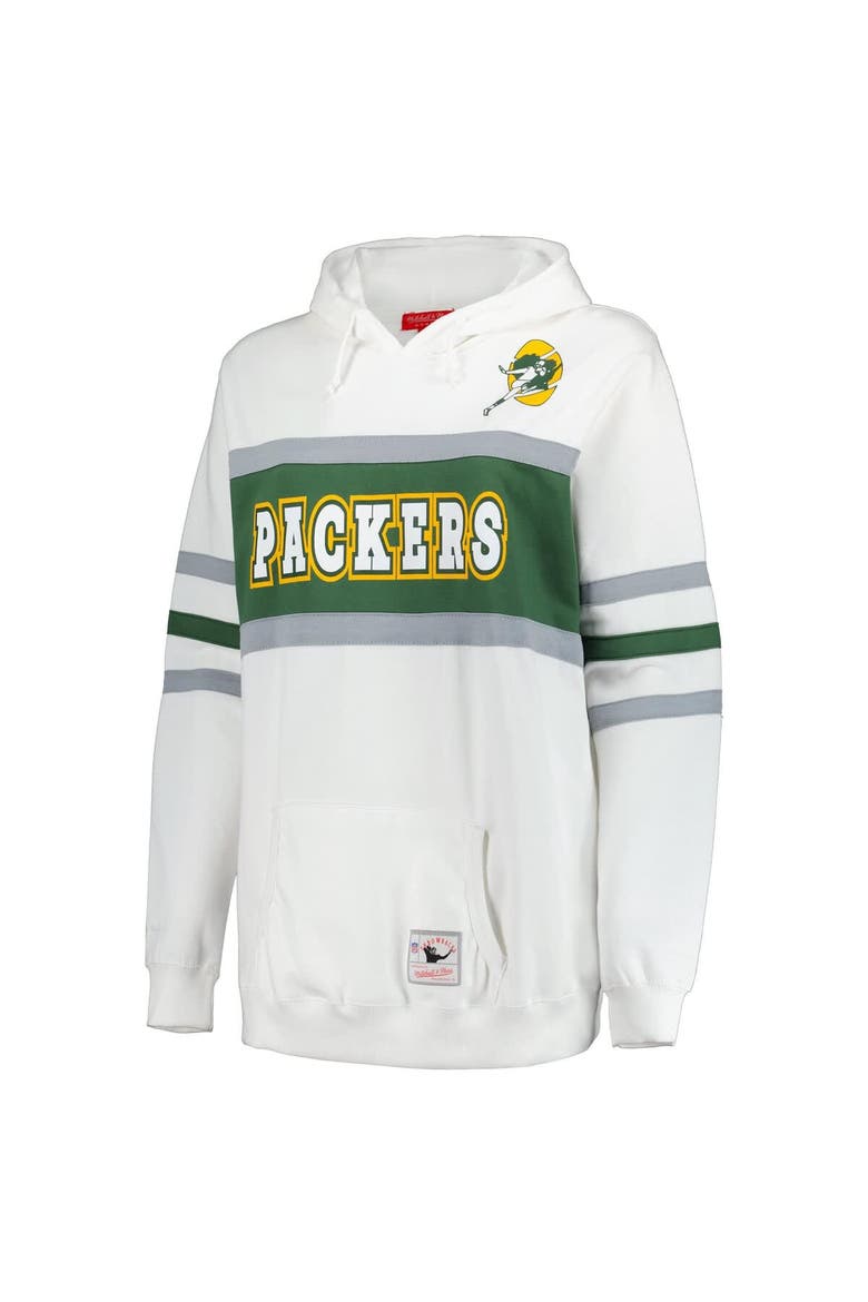 Women's Mitchell & Ness White Green Bay Packers Plus Size Head Coach Throwback Pullover Hoodie, Alternate, color, White