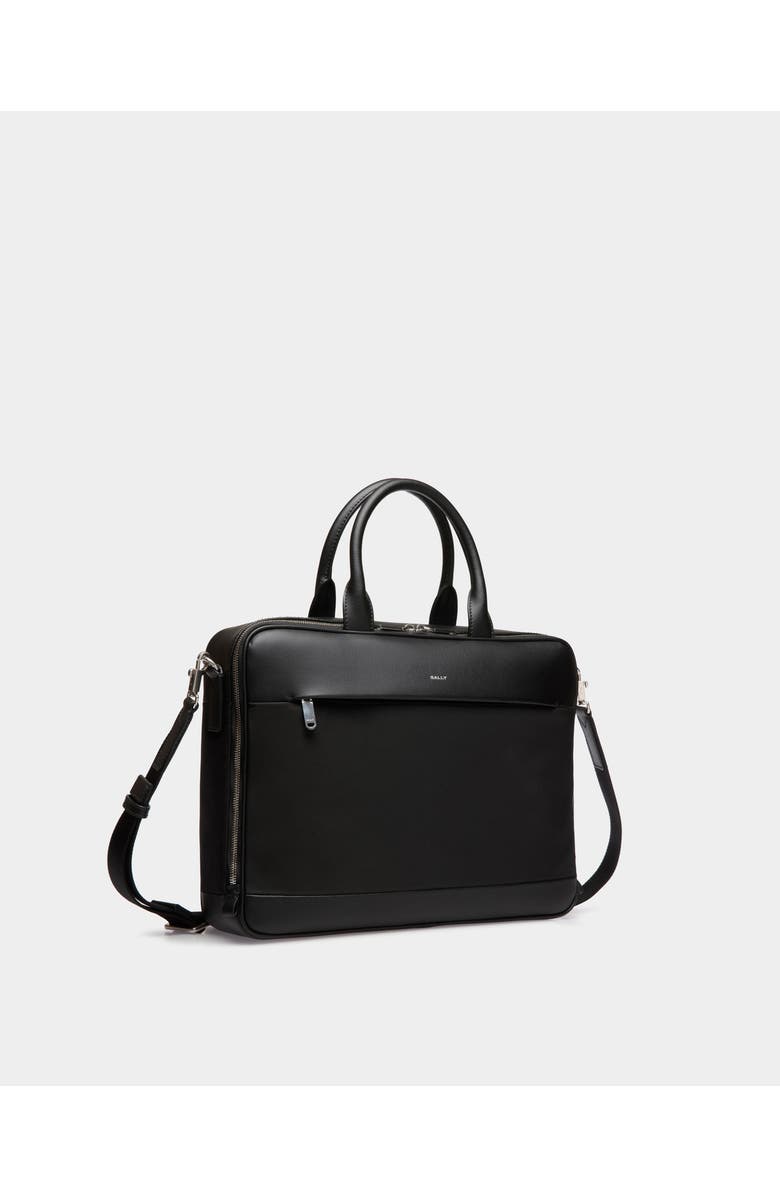 Bally Vogel Briefcase in Nylon and Recycled Leather, Alternate, color, Black