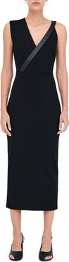Marcella Carlton Asymmetric Detail Sheath Midi Dress