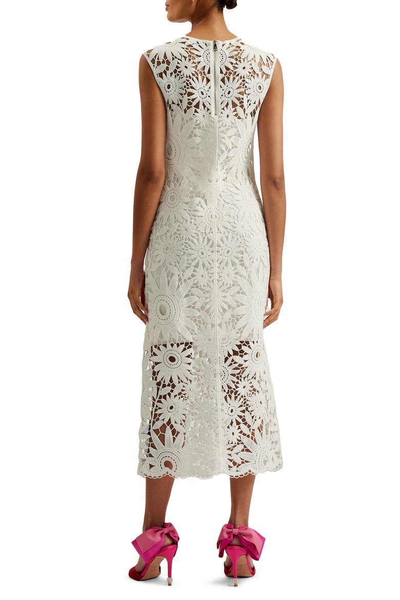 Corha Floral Lace Midi Dress, Alternate, color, IVORY