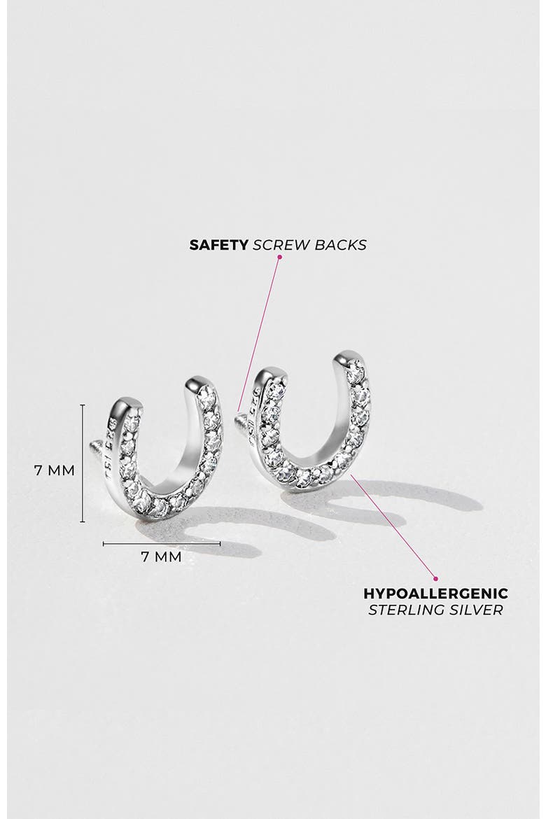 Jeweled Horseshoe Earrings, Alternate, color, Silver